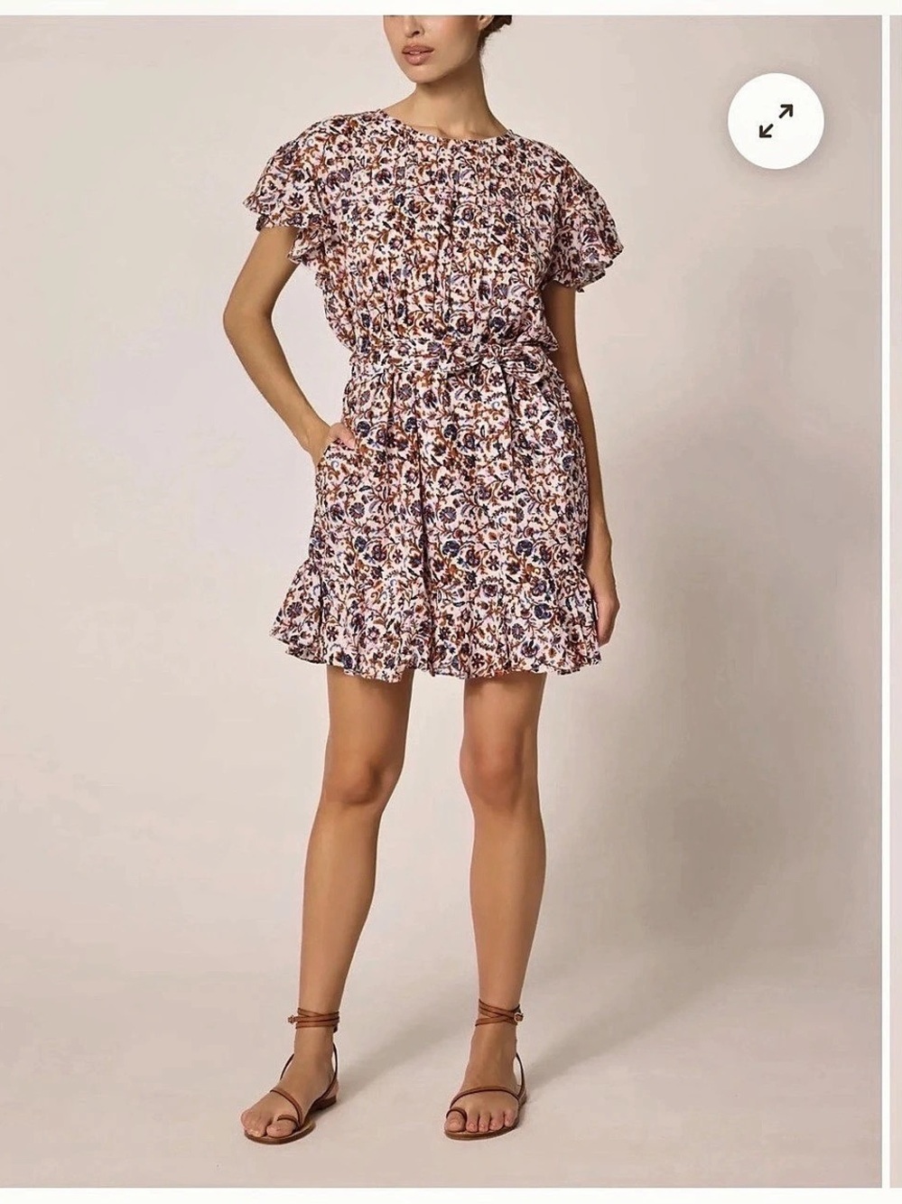 Cleobella Floral Mini Dress in White & Blue Size XS Like New